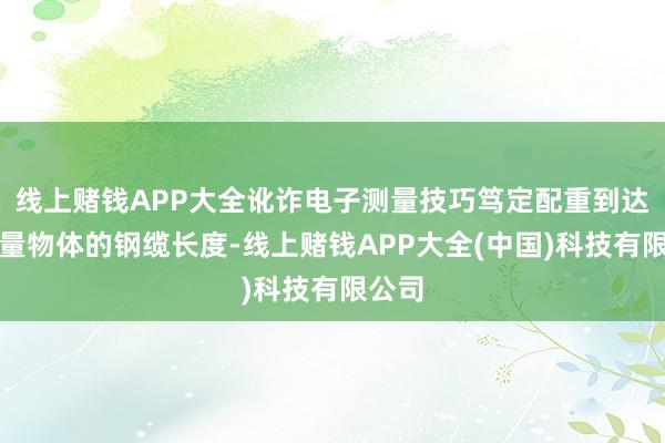 线上赌钱APP大全讹诈电子测量技巧笃定配重到达被测量物体的钢